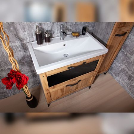 Комплект мебели для ванной Бриклаер ЛОФТ 60, метрополитен грей, артикул ЛОФТ 60