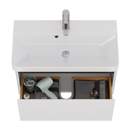 Тумба с раковиной подвесная Dreja Luxury 70 см, белый, артикул 99-2010-com