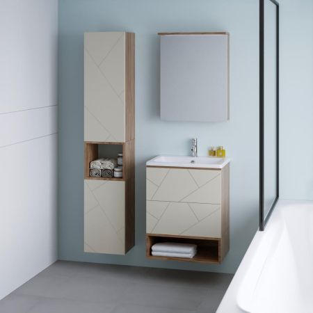 Зеркальный шкаф Бриклаер КРИСТАЛЛ 56 см, дуб крафт табачный, артикул 4627125417191