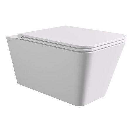 Унитаз, Alice, Hide, безободковый (с открытым смывным краем), тип установки-подвесной, ширина, мм-350, глубина, мм-550, высота, мм-345, форма чаши-прямоугольная, выпуск-горизонтальный, материал-керамика, сиденье-необходимо заказать, вид грязеотталкивающег, артикул 31210109