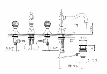 Смеситель для раковины Cezares Atlantis Nostalgia ATLANTIS-NOSTALGIA-BLS2-A-02 Бронза Смеситель для раковины Cezares Atlantis Nostalgia ATLANTIS-NOSTALGIA-BLS2-A-02 Бронза