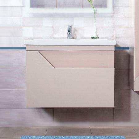 Тумба под раковину подвесная Бриклаер Брайтон бежевый, 80 см, артикул 4627125415838