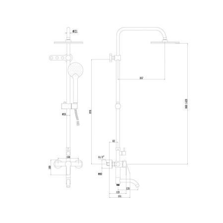 Душевая система Fmark FS8246, хром