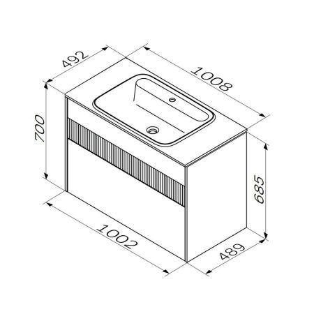 M8FFUX1002WM Func, База 2 ящика (push-to-open), 100 см, цвет белый матовый