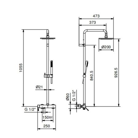 Fantini NOSTRO Душевая система: верхний душ Ø20см., ручной душ, смеситель, цвет: , цвет: хром, артикул 86 02 8130