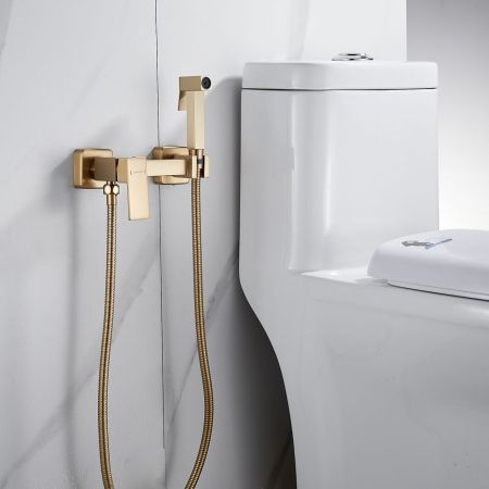 Гигиенический душ со смесителем Shevanik S137G, золотой сатин