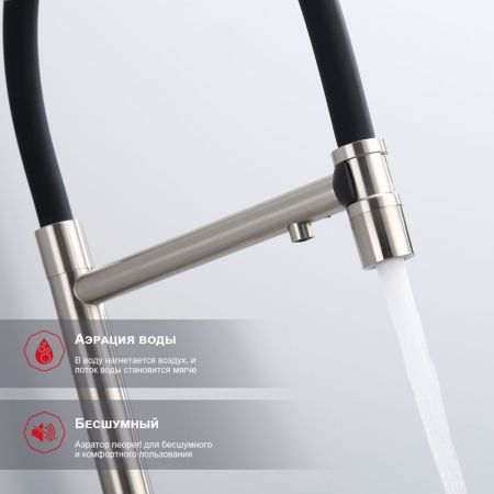 Смеситель для кухни с подключением фильтра Raglo R81.63.05, сатин