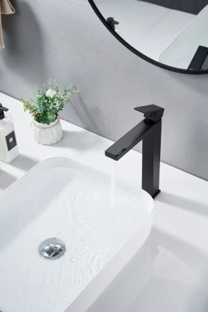 Смеситель для раковины высокий Knotlor KN-24/BL, черный, артикул KN-24/BL