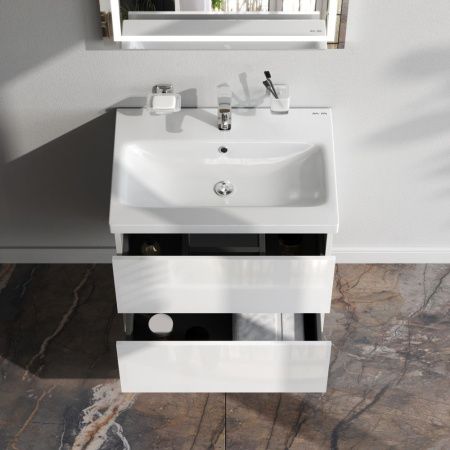 M90FHX06022WG GEM, База под раковину, подвесная, 60 см, 2 ящика push-to-open, цвет: белый, глянец M90FHX06022WG GEM, База под раковину, подвесная, 60 см, 2 ящика push-to-open, цвет: белый, глянец