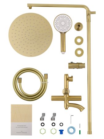Душевая система WONZON & WOGHAND TOR, Брашированное золото (WW-88047073-BG), артикул WW-88047073-BG
