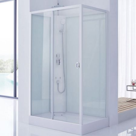 Душевая кабина SSWW W0916 L 120x80 профиль Белый матовый задние стенки прозрачные