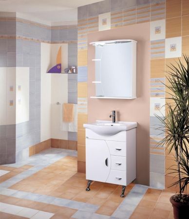 Шкаф-зеркало Onika Луна 60 белый, правый, с подсветкой, артикул 206014