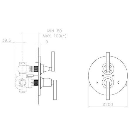 Nicolazzi Flag Смеситель встроенный термостатический, цвет хром (без внутр части)