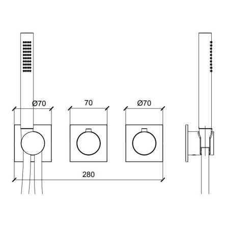 ALMAR Внешняя часть термостатического смесителя с переключателем на 2-3 положения, ручная лейка, цвет Nichel Brushed, артикул E180183.NB