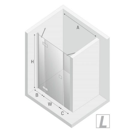 Дверь в нишу NEW TRENDY REFLEXA PLUS L 110x200 EXK-1284/EXK-0001 (хром), артикул EXK-1284/EXK-0001