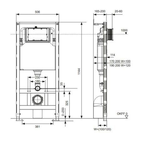 Инсталляция, TECE, TECEspring profil, для подвесного унитаза, ширина, мм-506, глубина, мм-200, высота, мм-1144, тип установки-застенный, тип смыва-двойной, объем смыва, л-3-5/4-6, клавиша смыва-необходимо заказать, крепления в комплекте, артикул S300300