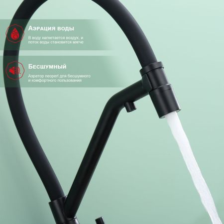 Смеситель для кухни с подключением фильтра Raglo R81.62.06, черный