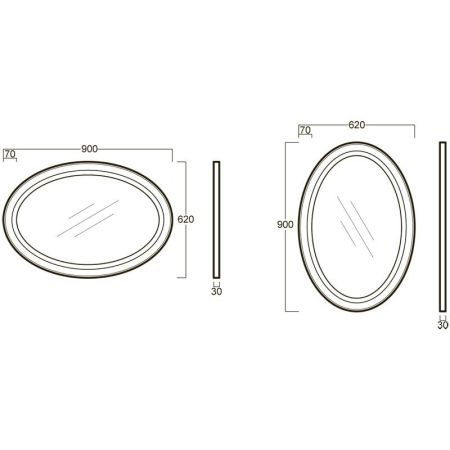 SIMAS Lante Зеркало овальное 900*620*30мм, цвет чёрный глянцевый