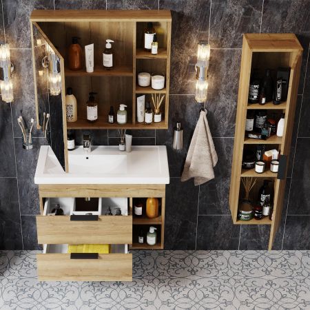 Тумба Onika Легран 80 подвесная, дуб галифакс (ум. Фостер 80 Пр.), артикул 108047