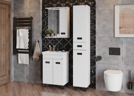 Шкаф-зеркало Onika Балтика Black 58 белый, правый, с подсветкой, артикул 205846