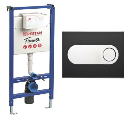 Инсталляция Pestan для подвесного унитаза в комплекте с кнопкой, цвет черный, артикул SET40006356OB