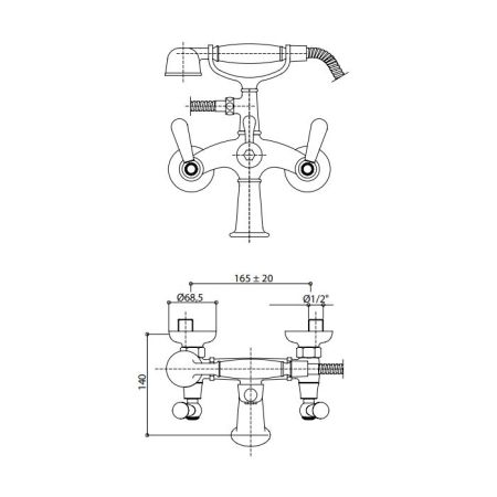 Bongio Oxford Lux Смеситель для ванны, цвет хром/белый фарфор