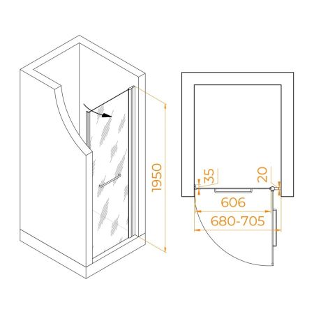 Душевая дверь RGW PA-103B (Матовое-Сатинат, 700), артикул 020810307-24c