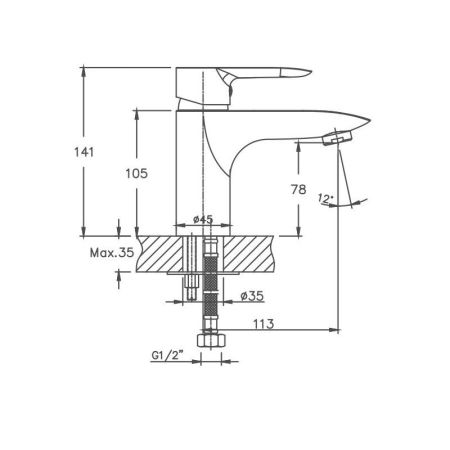 Смеситель для раковины Cron CN10095, хром