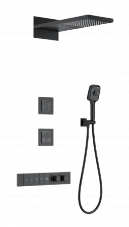 Душевая система с термостатом встраиваемая WONZON & WOGHAND, Черный матовый (WW-D4538-A-MB)