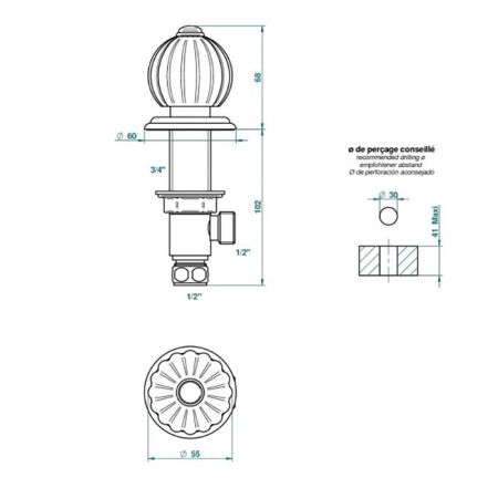 THG MANDARINE METAL Вентиль смесителя для раковины, цвет хром/золото