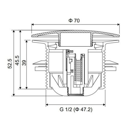 Донный клапан для ванны, клик-клак ARIN.3485.01GL (золото), артикул ARIN.3485.01GL