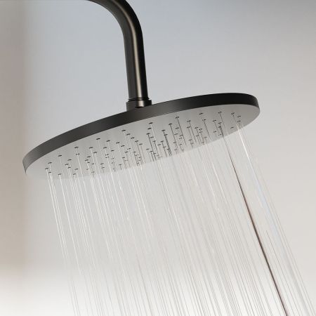 977750300 Jupiter душевая система с душевым ТМС смесителем-полкой, черный, артикул 977750300