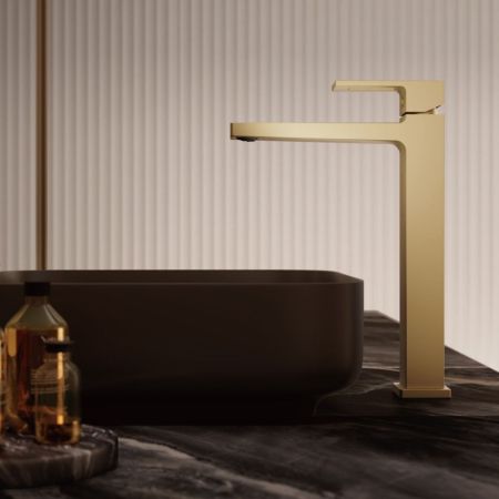 Смеситель для раковины высокий BELZ B11658-5, брашированное золото