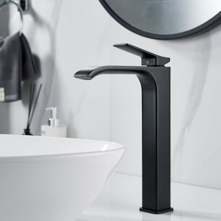 Смеситель для раковины высокий Shevanik S4011H, черный, артикул S4011H