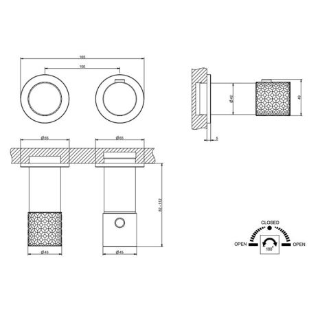 GESSI HABITO INTRECCIO Смеситель настенный встраиваемый, термостатический, с переключателем на 2 положения, внешняя часть, цвет хром, артикул 70134#031