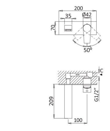 Смеситель для раковины Cezares Nautic NAUTIC-BLI-NOP Черный матовый