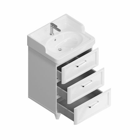 Kerama Marazzi Тумба POMPEI напольная с 3 ящиками 60, белая глянцевая, артикул PO.N.60.3\WHT