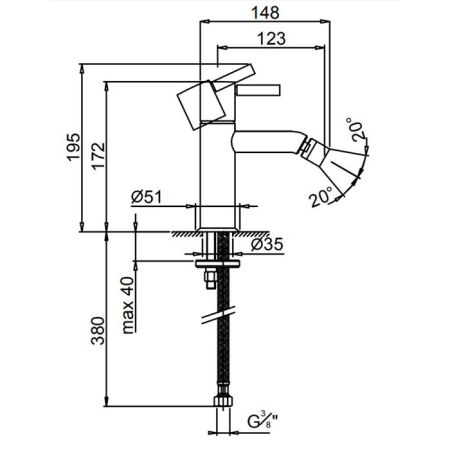 Fantini Nostromo Смеситель для биде, 1 отв., без донного клапана, цвет: нержавеющая сталь