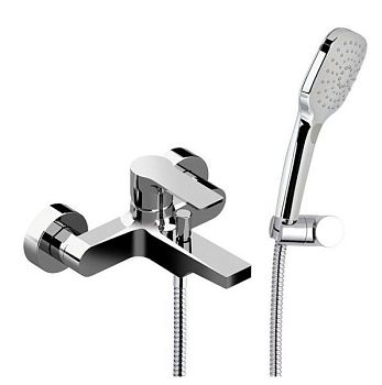 Daniel Reflex, однорычажный смеситель для ванны (излив 16,8 см), c набором для душа, цвет зачищенный никель