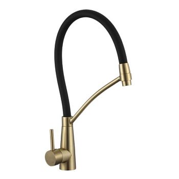 Смеситель для кухни с гибким изливом Fmark FS8255C-01, матовое золото