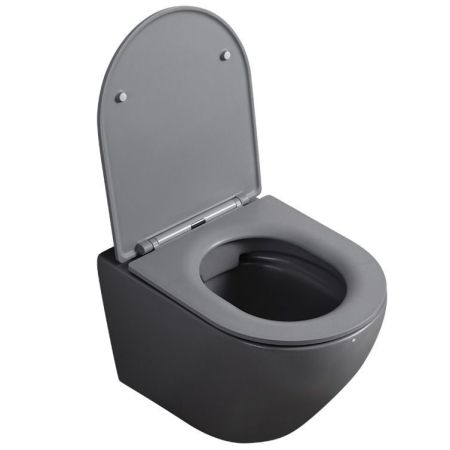 Унитаз ABBER BEQUEM AC1101MG подвесной серый матовый, безободковый, артикул AC1101MG