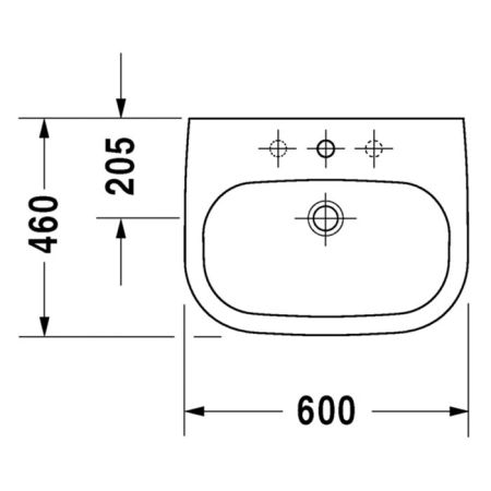 Duravit D-Code Раковина  с перел., с 1 отв. под смес., 600x460мм, Цвет: Белый, артикул 23106000002