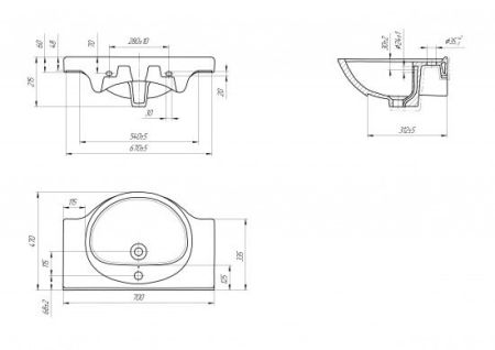 Умывальник мебельный Cersanit Erica 70 (УТ000002235), артикул УТ000002235