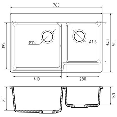 Кухонная мойка GranFest LEVEL 780K, серый, артикул LV-780K серый