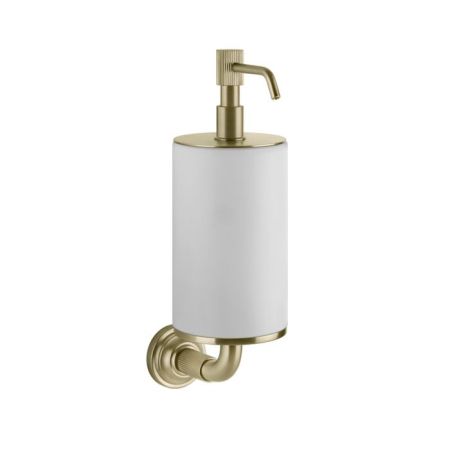 GESSI VENTI20 Дозатор для жидкого мыла подвесной, цвет белый, фурнитура Brushed Brass PVD, артикул 65413#727