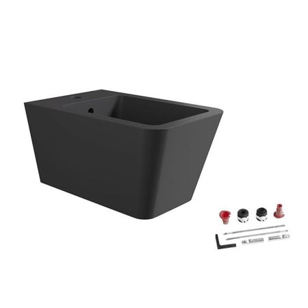 Биде, Alice, Hide, тип установки-подвесной, ширина, мм-350, глубина, мм-550, высота, мм-285, форма чаши-прямоугольная, отверстия для смесителя-1, материал-керамика, вид грязеотталкивающего покрытия-Aliglaze+, крепления в комплекте, без сливного механизма,, артикул 31220108SET