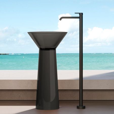 DEA DESIGN Pedestal Basin Раковина напольная d480хh900 мм, цвет smoky black, артикул DD2022 480 R4