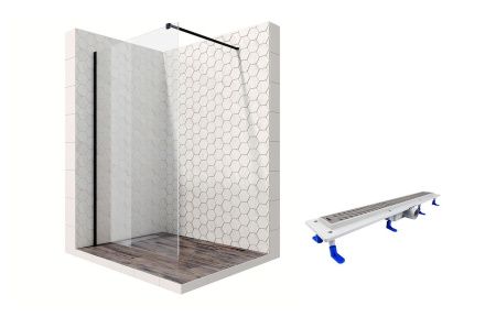 Душевая перегородка Ambassador Walk-in 15031111-ST11, свободный вход, линейный трап, 110см Душевая перегородка Ambassador Walk-in 15031111-ST11, свободный вход, линейный трап, 110см