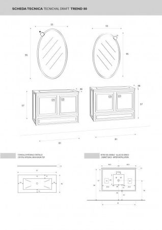 Мебель для ванной CEZARES TREND 80 sospeso, артикул TR81/CR.BiaExCh