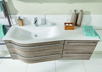 Puris Swing, раковина из минерального литья с тонким бортиком 120 см правая, цвет белый